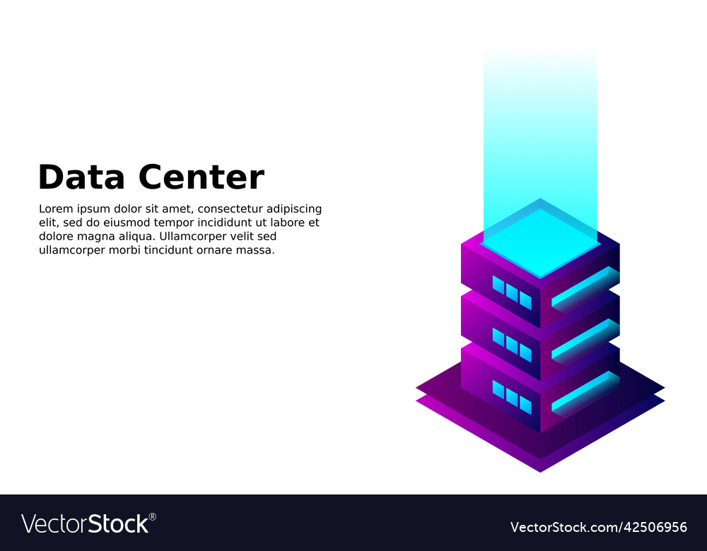 Datacenter isometric abstract 3d hosting server