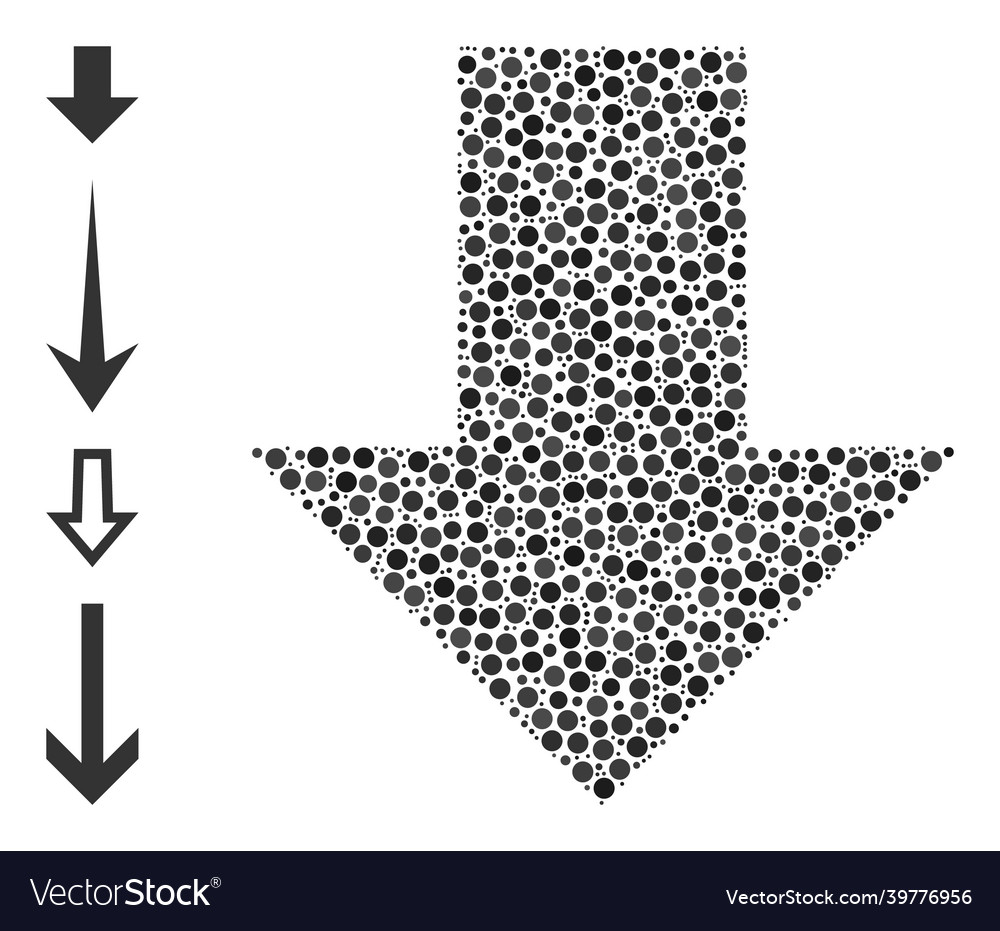 Dotted arrow down composition of rounded dots vector image Dotted arrow down composition of rounded dots