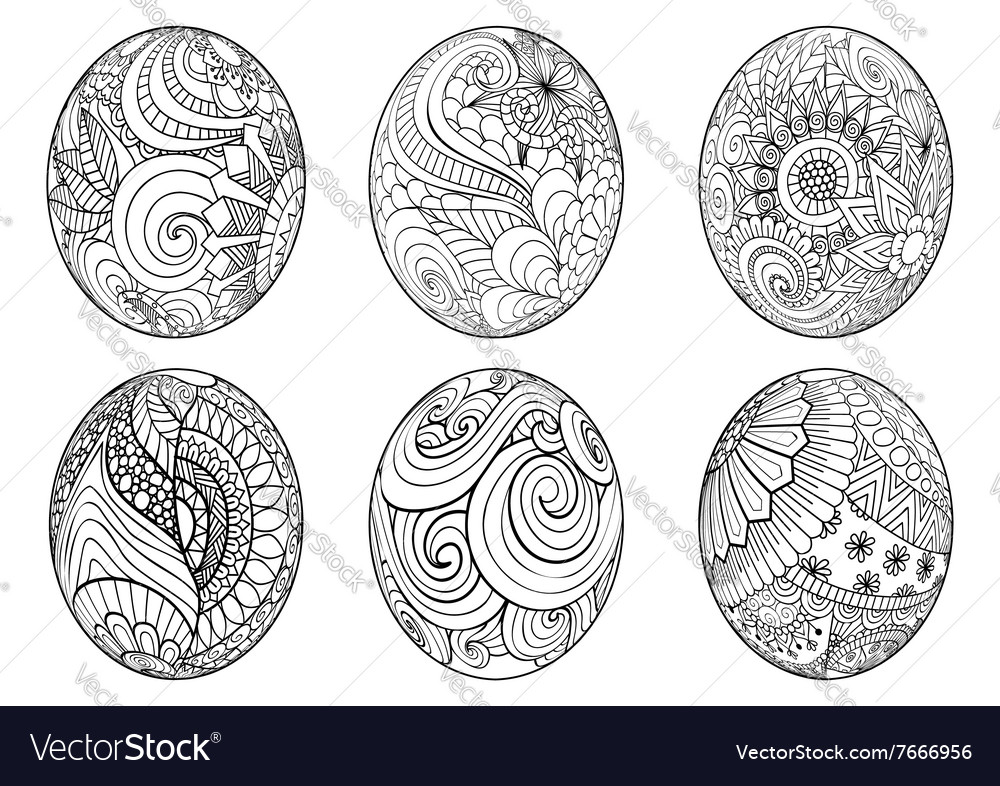 Entangle easter eggs for coloring book for adult Vector Image Entangle easter eggs for coloring book for adult Vector Image