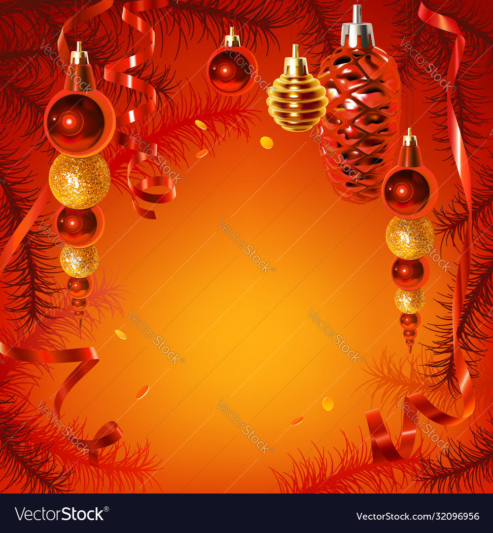 Fir branches and christmas decorations