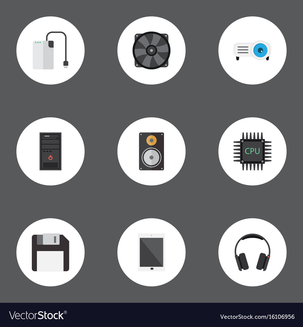 Flat icons microprocessor palmtop system unit