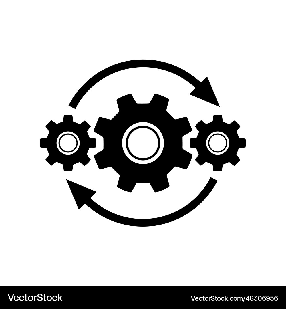 Gears wheel with arrows concept black icon Vector Image