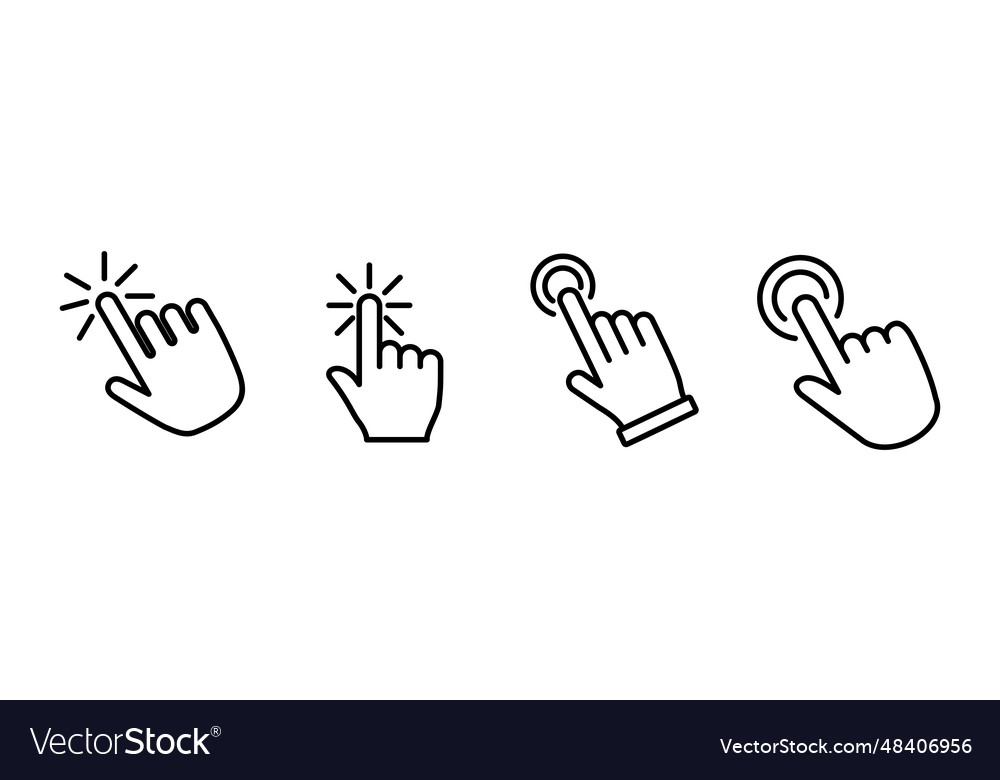 Hand click icon clicking finger pointer vector image Hand click icon clicking finger pointer