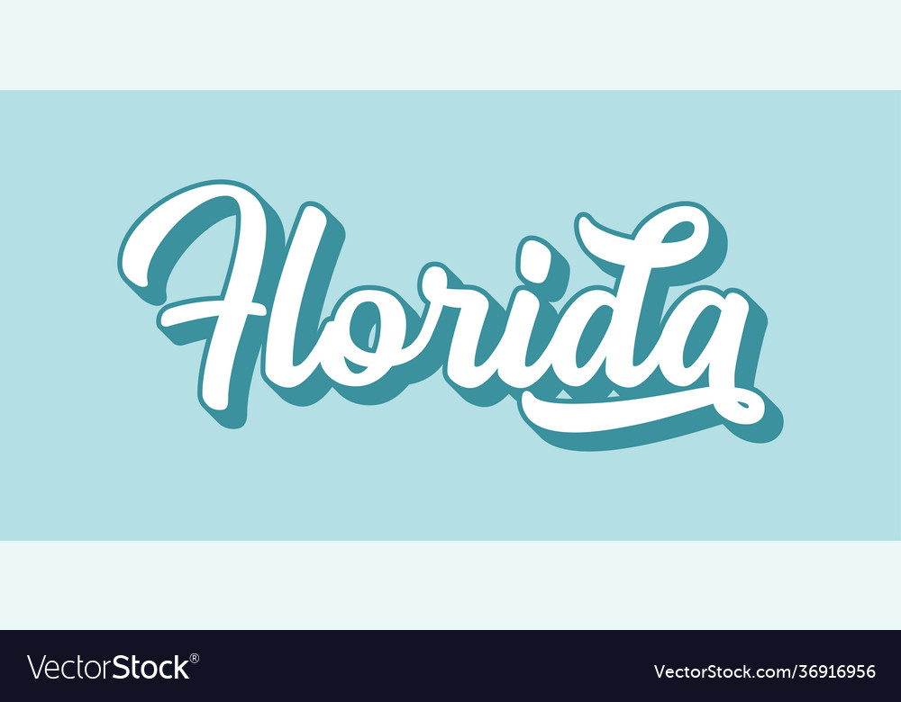 Hand sketched florida text 3d vintage retro Vector Image