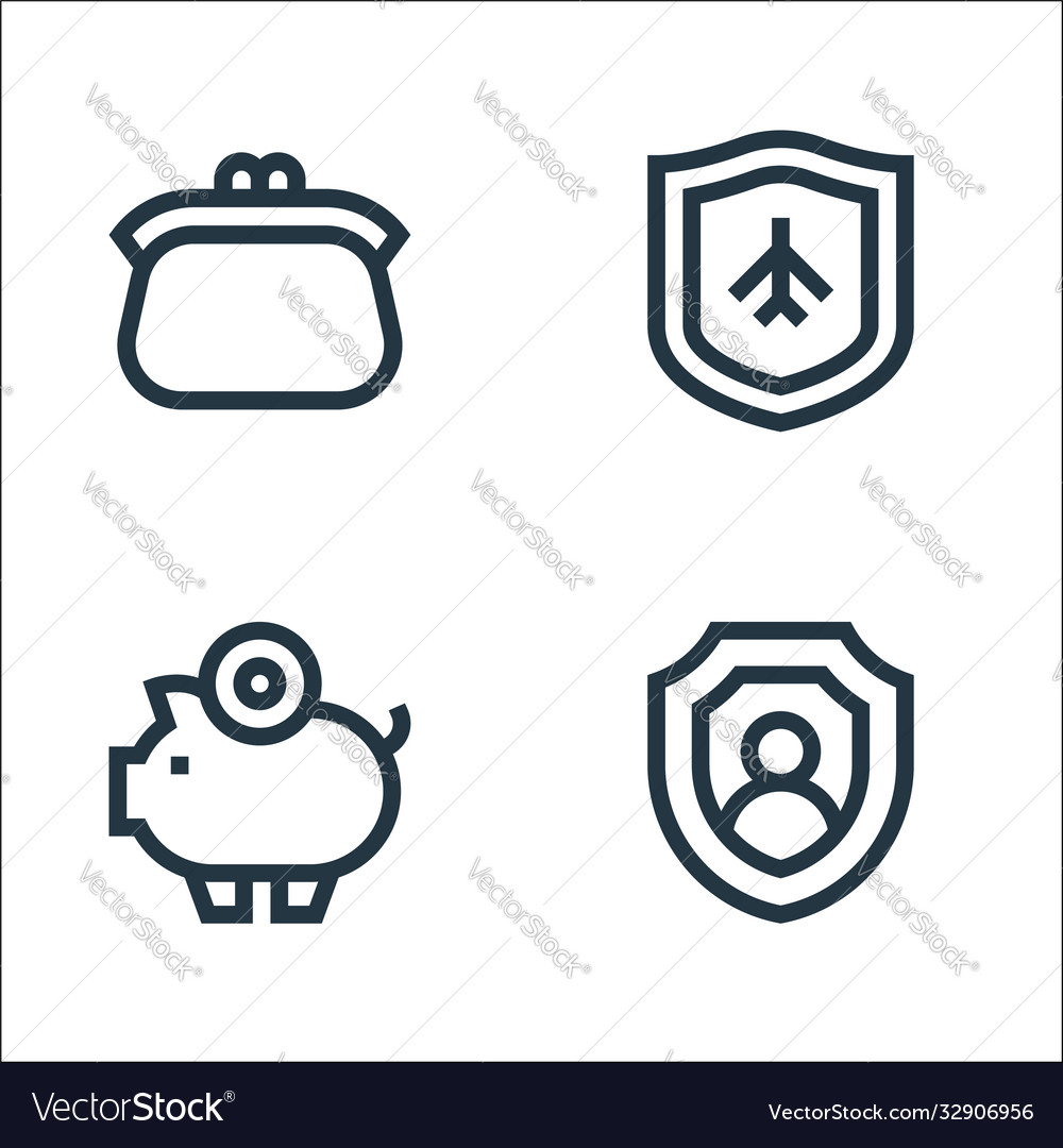 Insurance line icons linear set quality