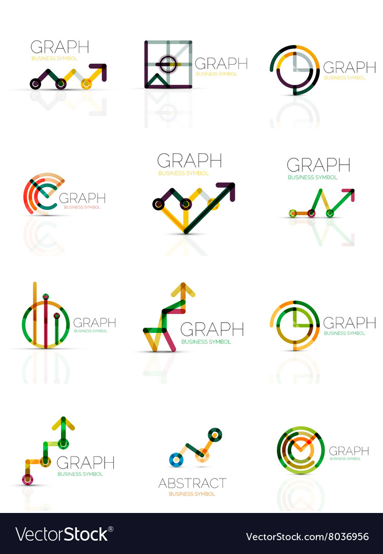 Modern Line Graph Icon Set