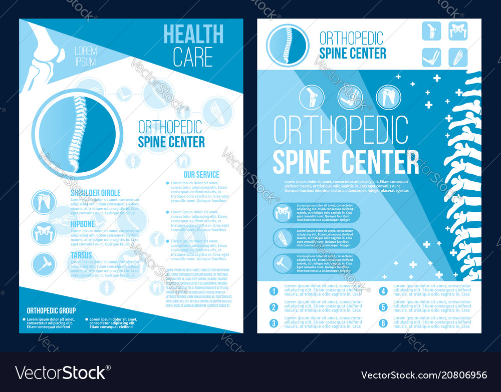 Orthopedics spine health center brochure Vector Image