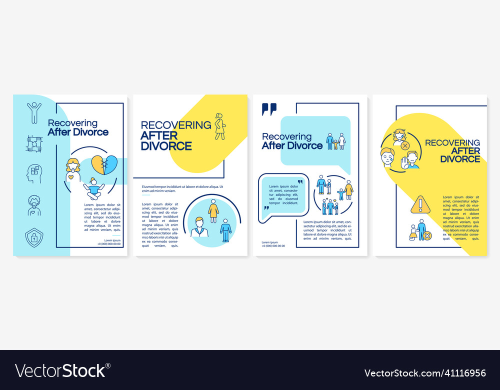 Recovering after divorce blue and yellow brochure Vector Image