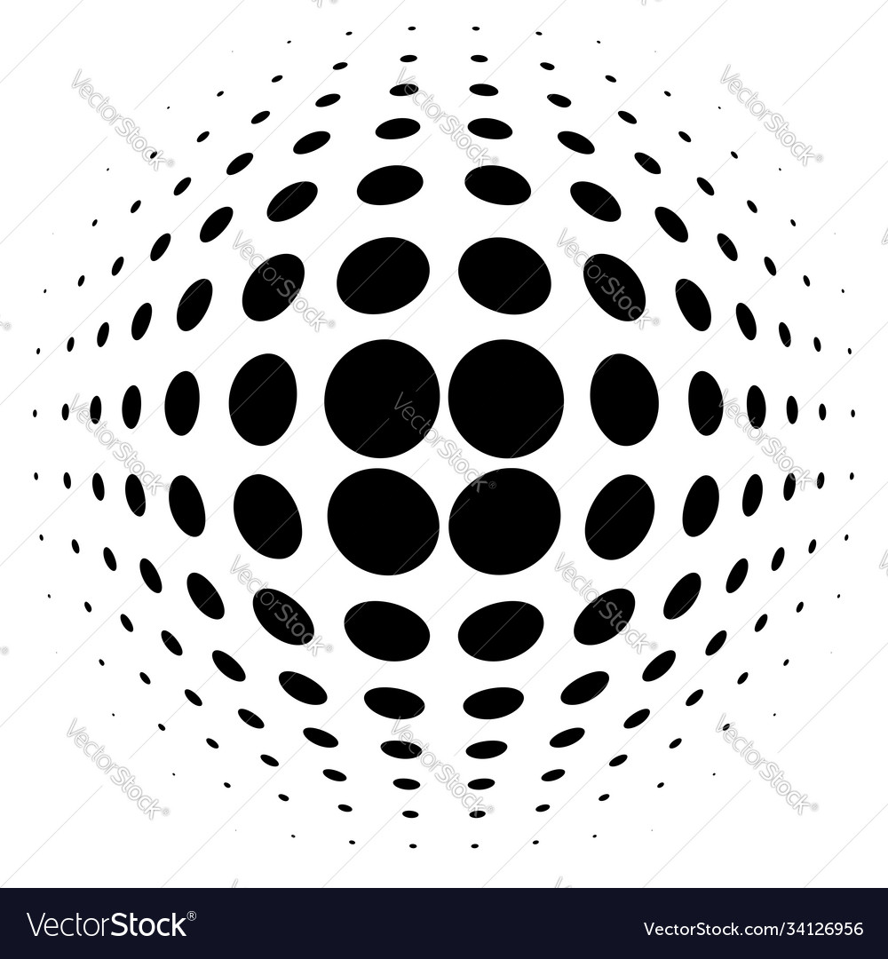 Spherical distortion halftone dots element orb