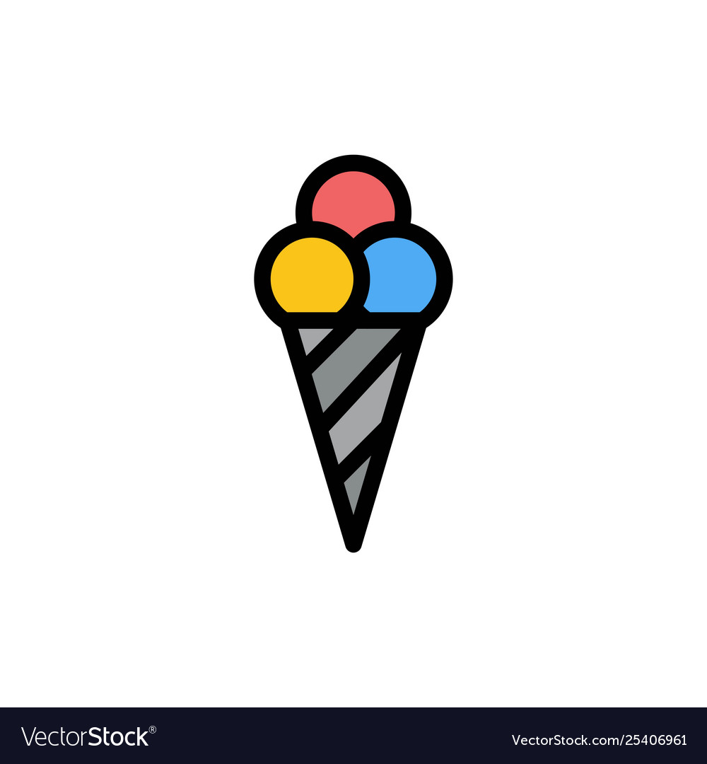 Beach ice cream cone flat color icon banner