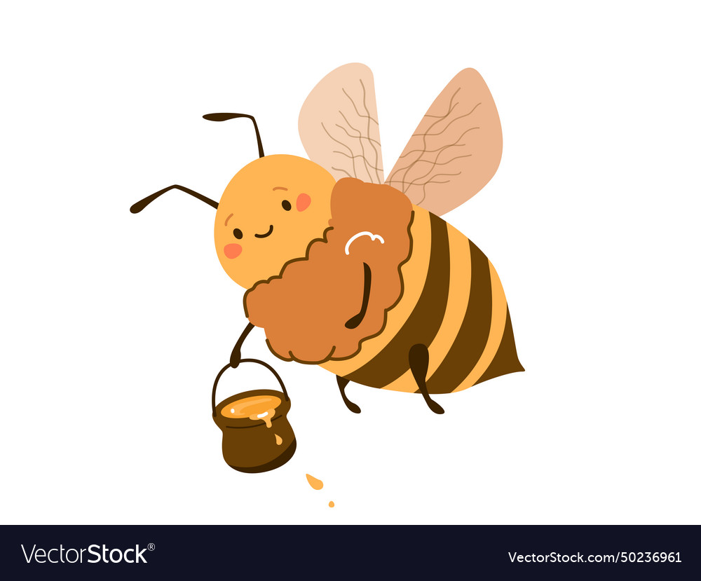 Bee honey cute cartoon Royalty Free Vector Image