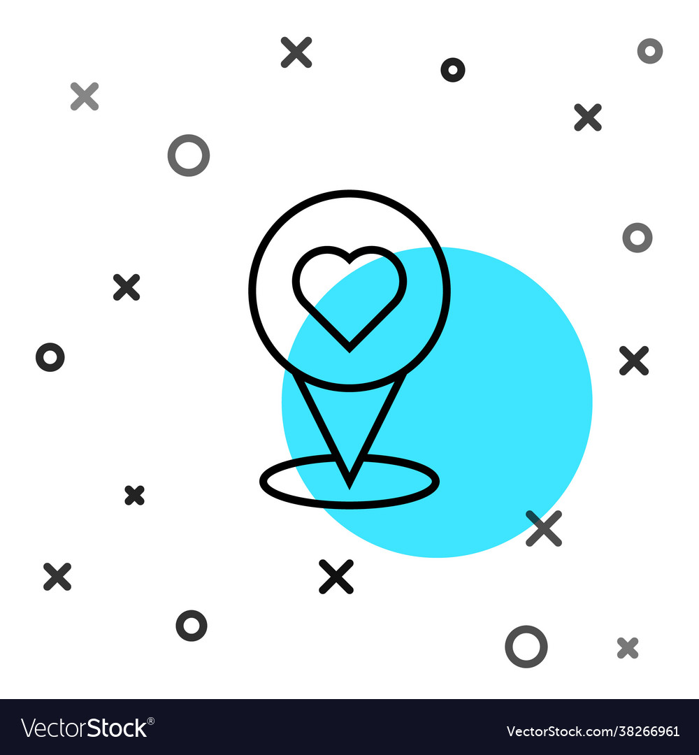 Black line map pointer with heart icon isolated vector image Black line map pointer with heart icon isolated