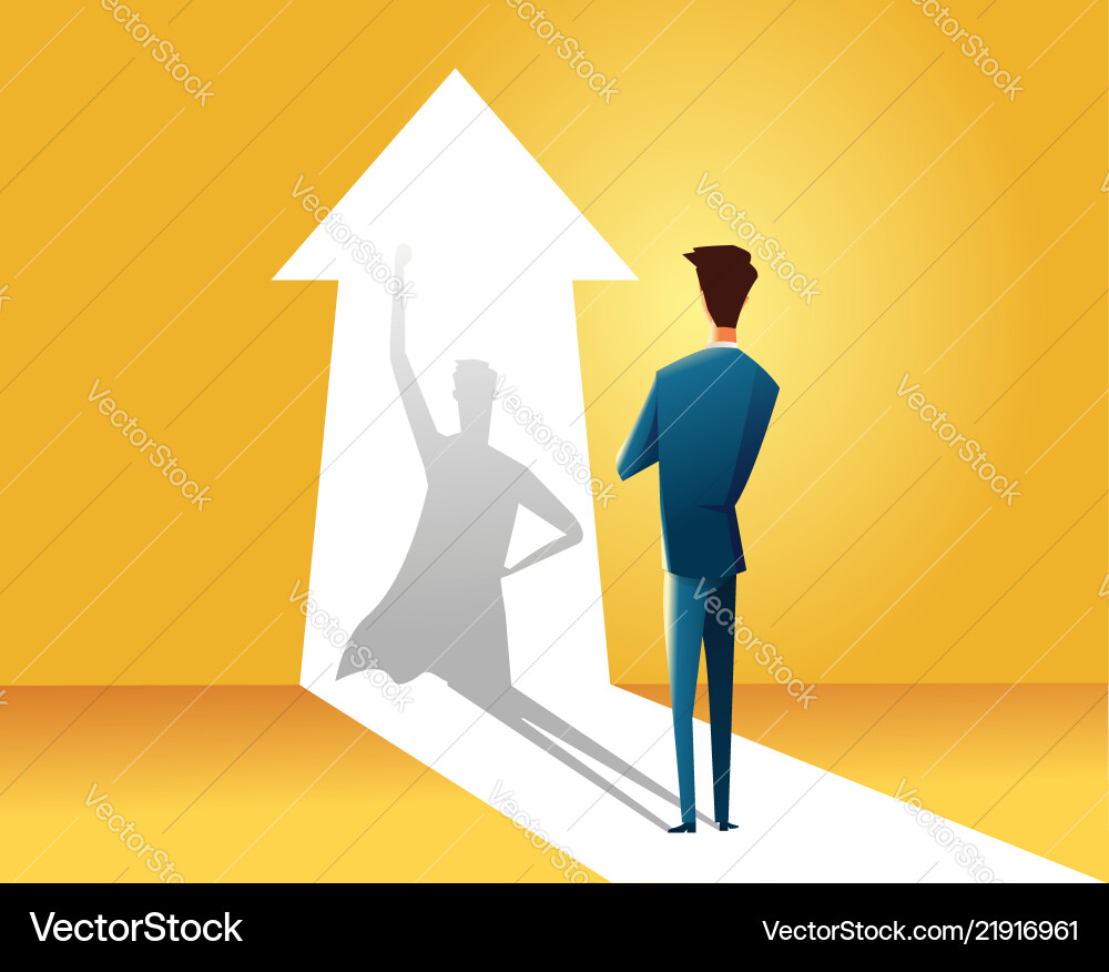Businessman with superhero shadow concept Vector Image