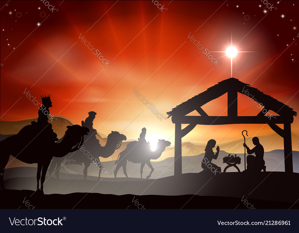 Christmas nativity scene Royalty Free Vector Image