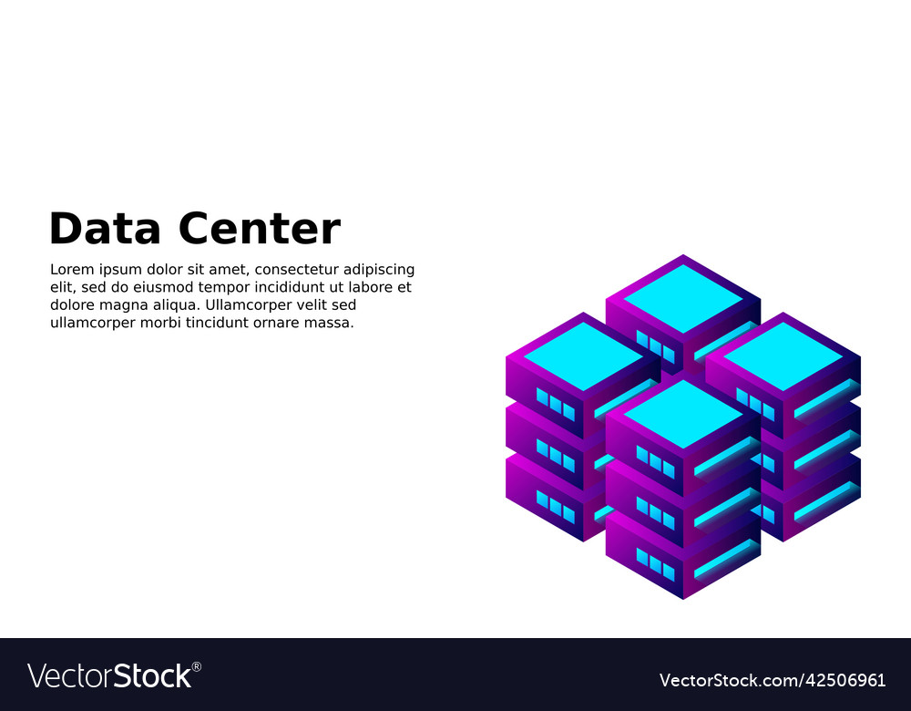 Datacenter isometric abstract 3d hosting server vector image Datacenter isometric abstract 3d hosting server