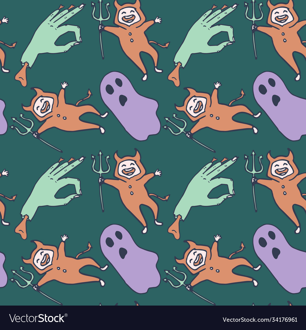 Devil and ghost seamless pattern