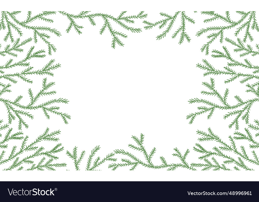 Frame branches of spruce tree in hand drawn style
