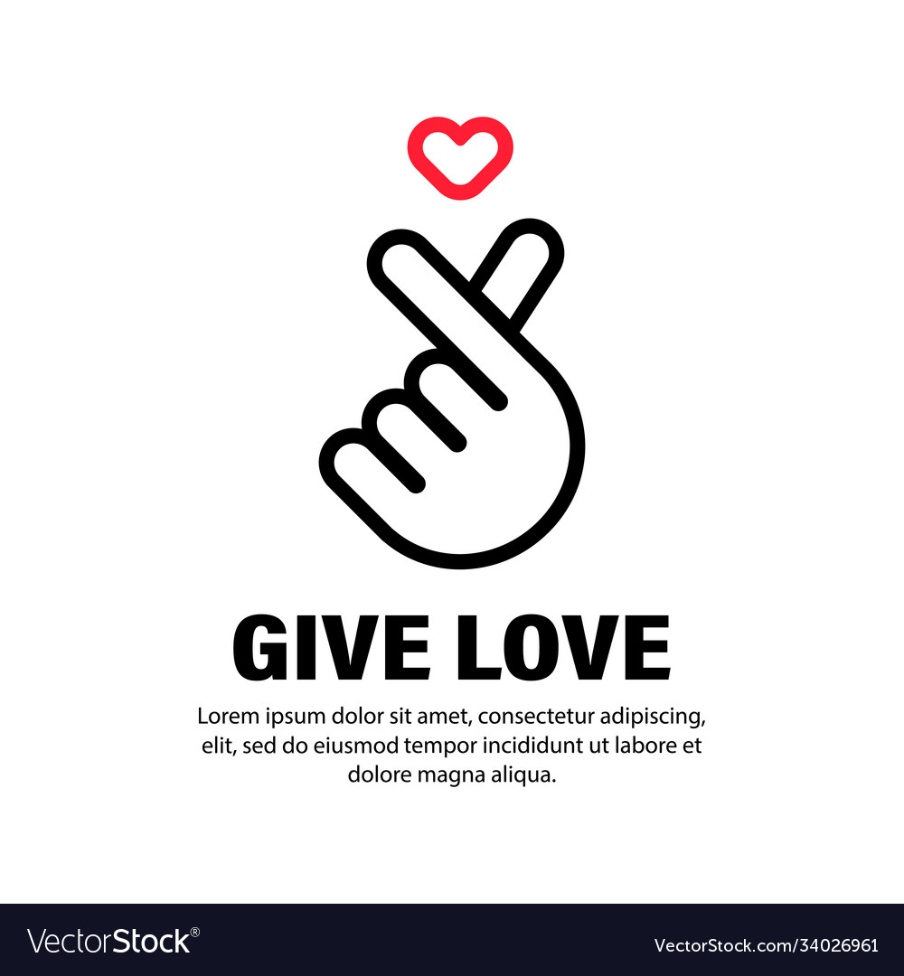 Giving love icon hand holding heart korean finger