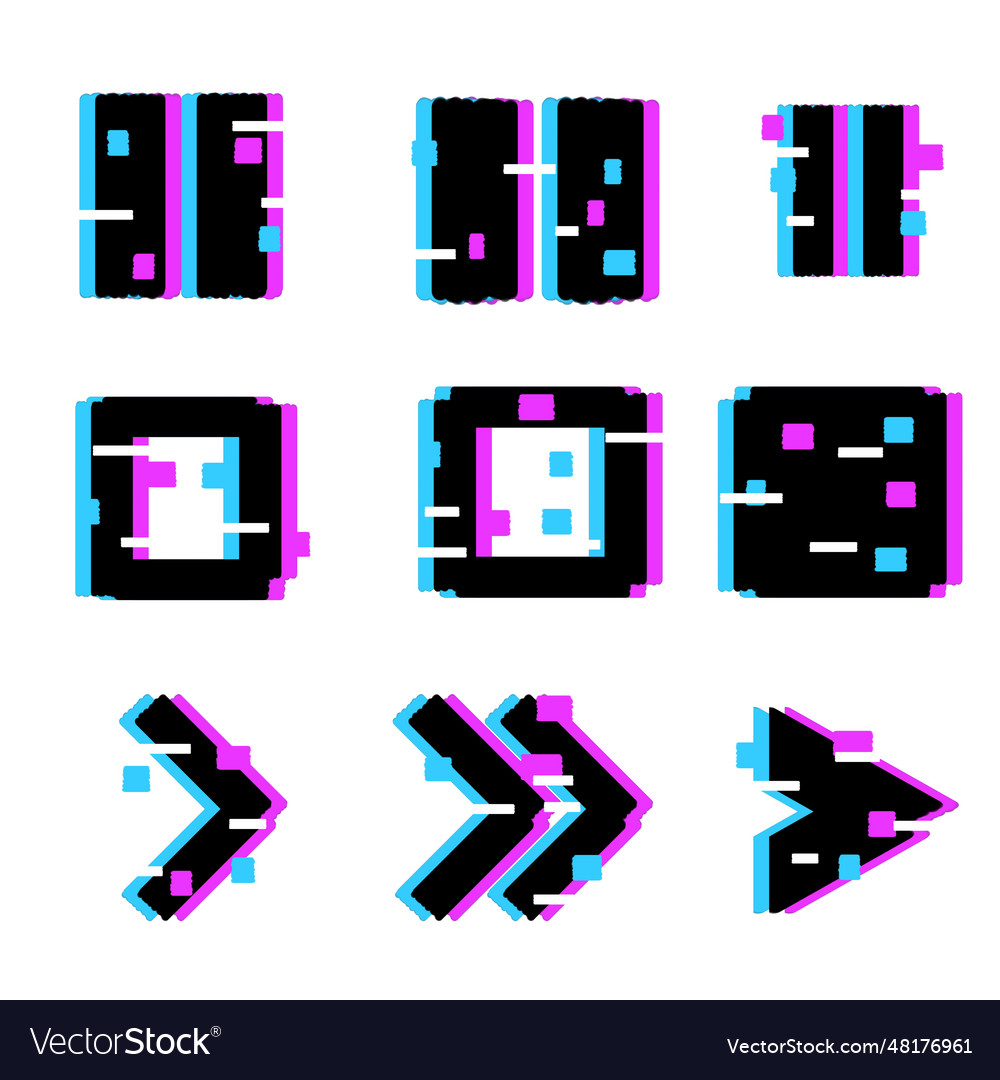 Glithc effect dynamic retro vhs set Vector Image Glithc effect dynamic retro vhs set
