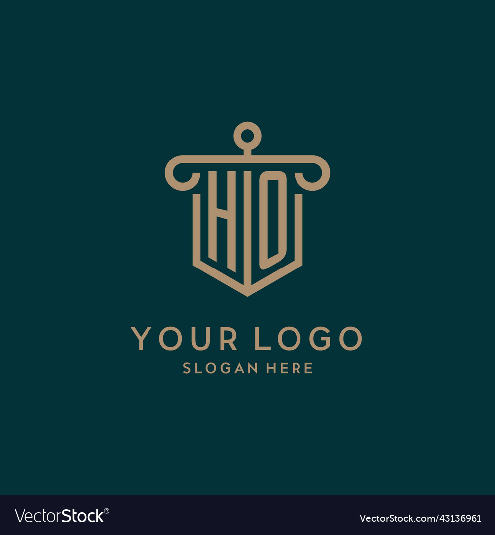 Ho monogram initial logo design with shield