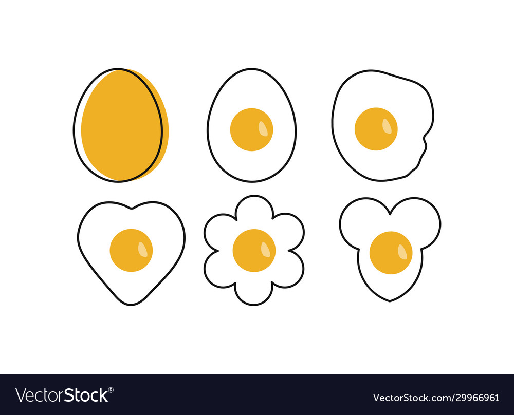 Icon fried egg in form a heart shape mouse