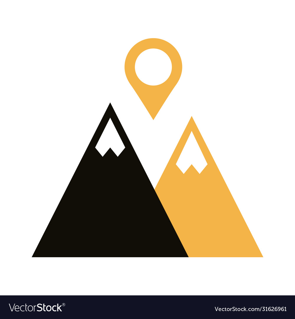Mountain with pin pointer location line style