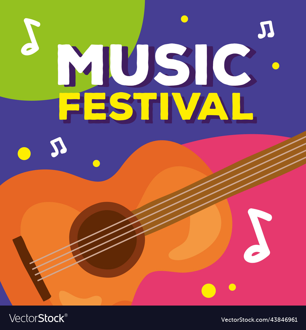 Music festival lettering with guitar