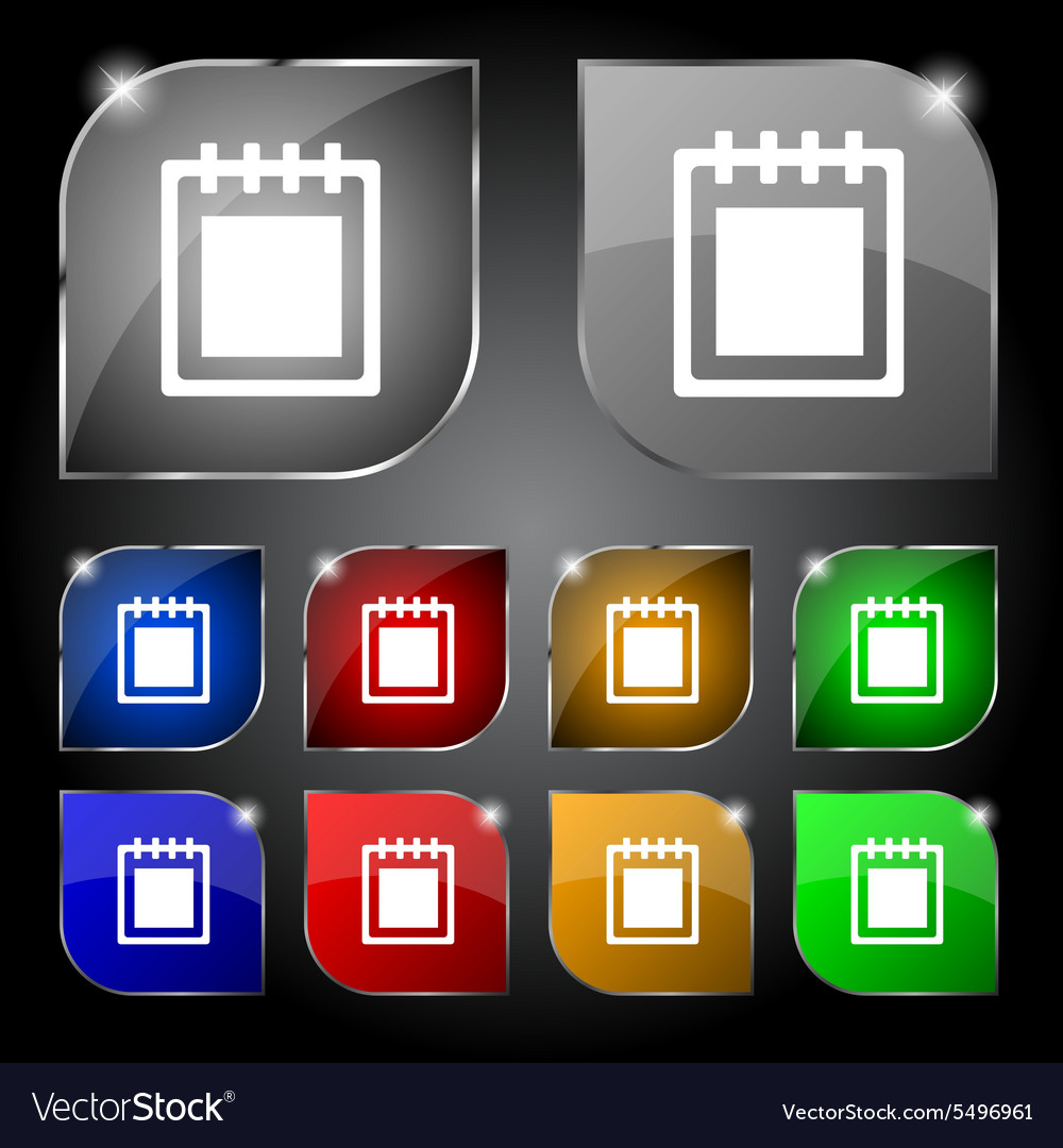 Notepad icon sign set ten colorful buttons