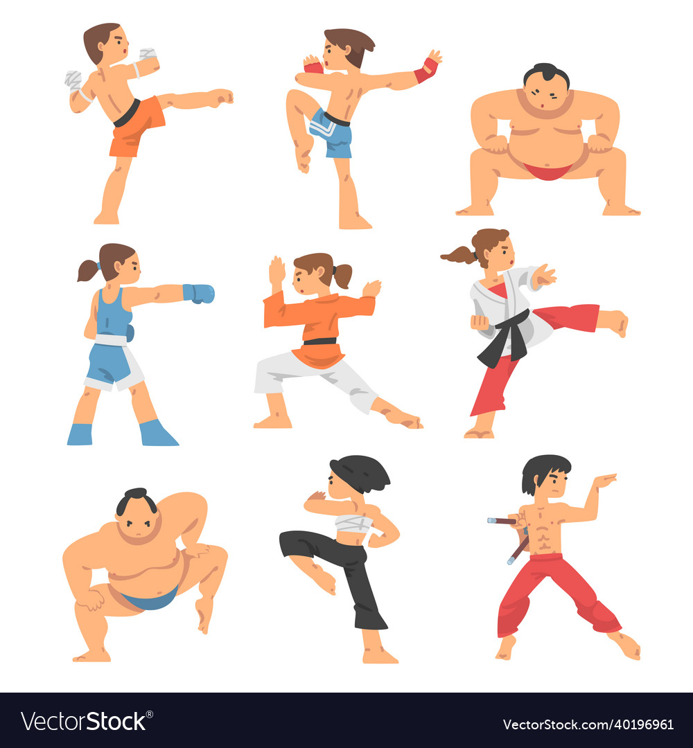 People character engaged in combat sport Vector Image