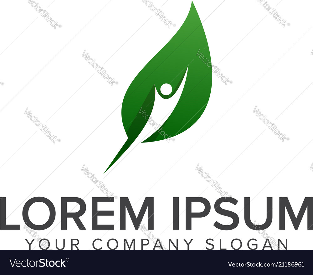 People leaf logo design concept template Vector Image