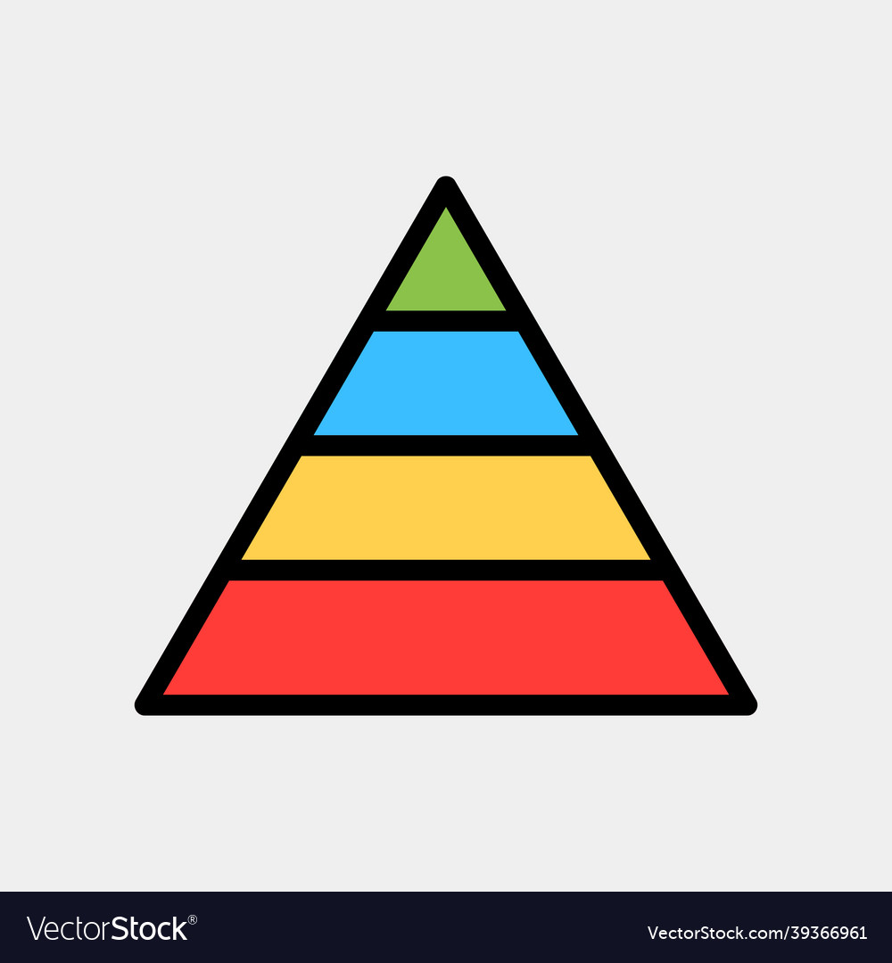 Pyramid chart icon in filled line style for any