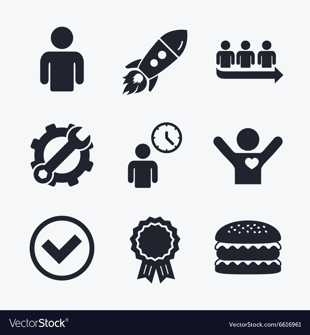 Queue icon person waiting sign check and time