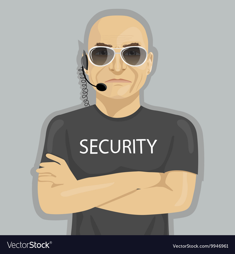 Security guard standing with crossed arms Vector Image