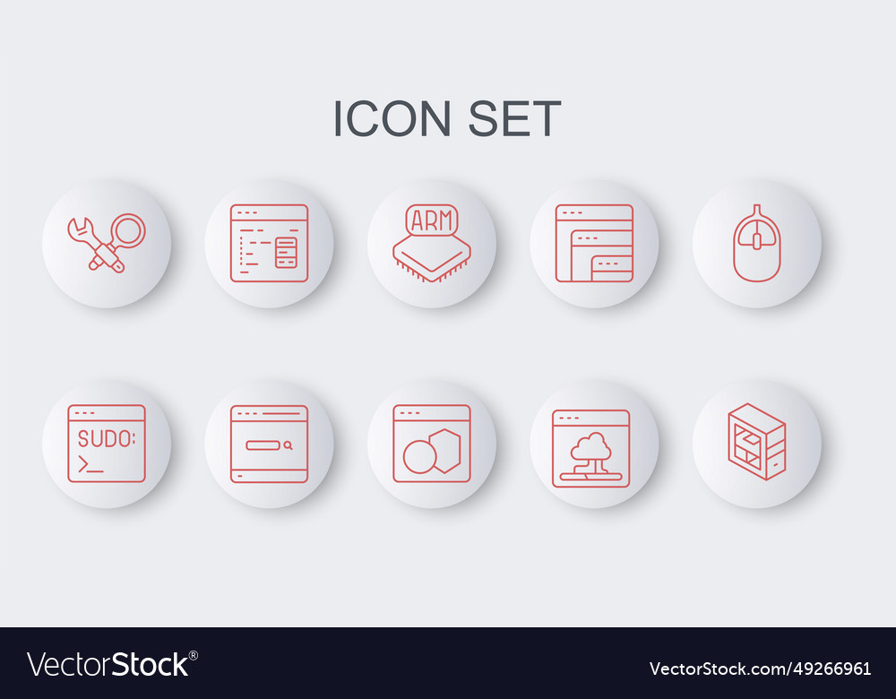 Set line computer code terminal processor cloud vector image Set line computer code terminal processor cloud