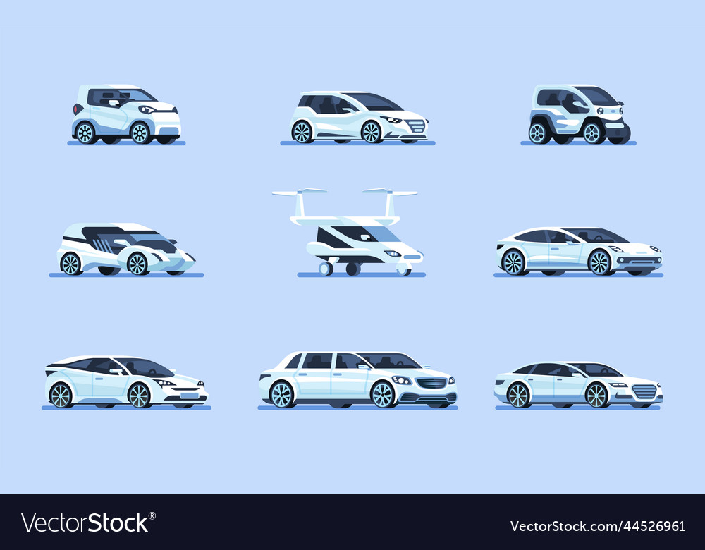 set-of-self-driving-cars-driverless-vehicle-vector-image