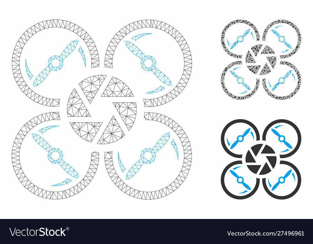 Shutter drone mesh 2d model and triangle vector image Shutter drone mesh 2d model and triangle