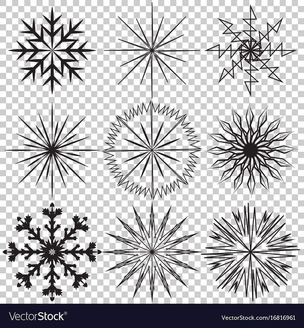 Snowflake icon set on transparent