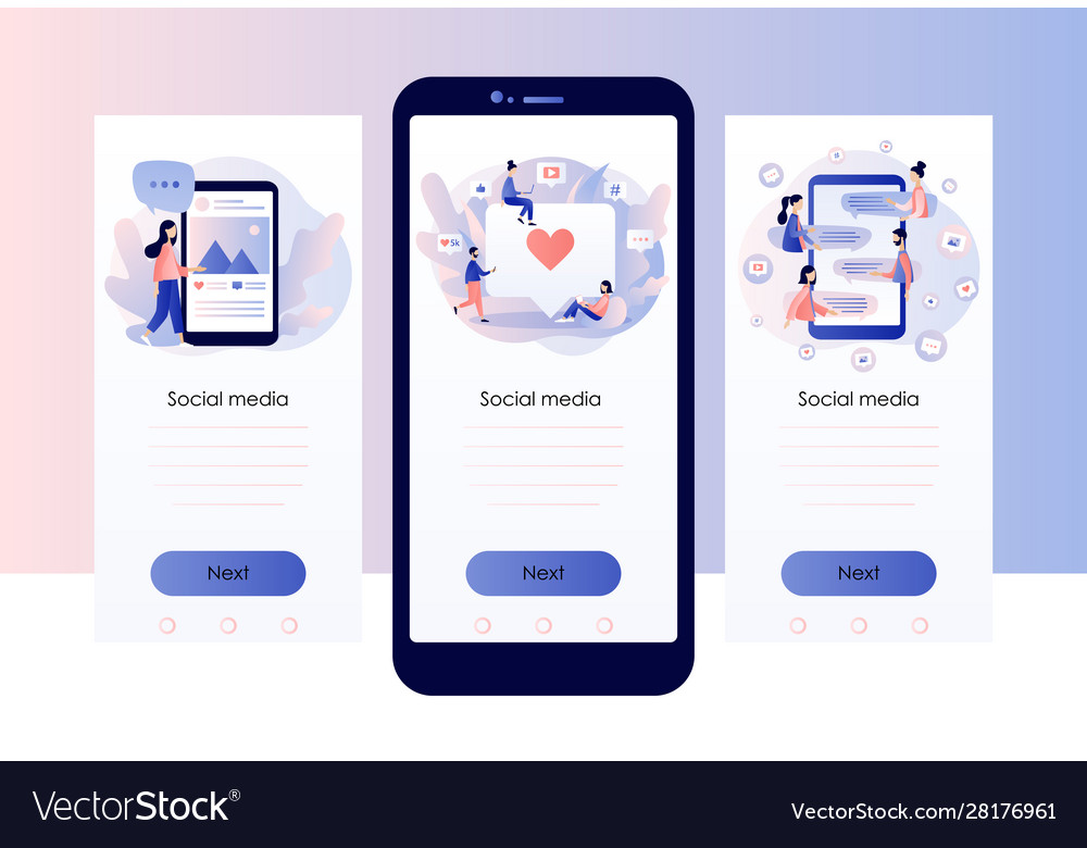 Social media concept screen template for mobile