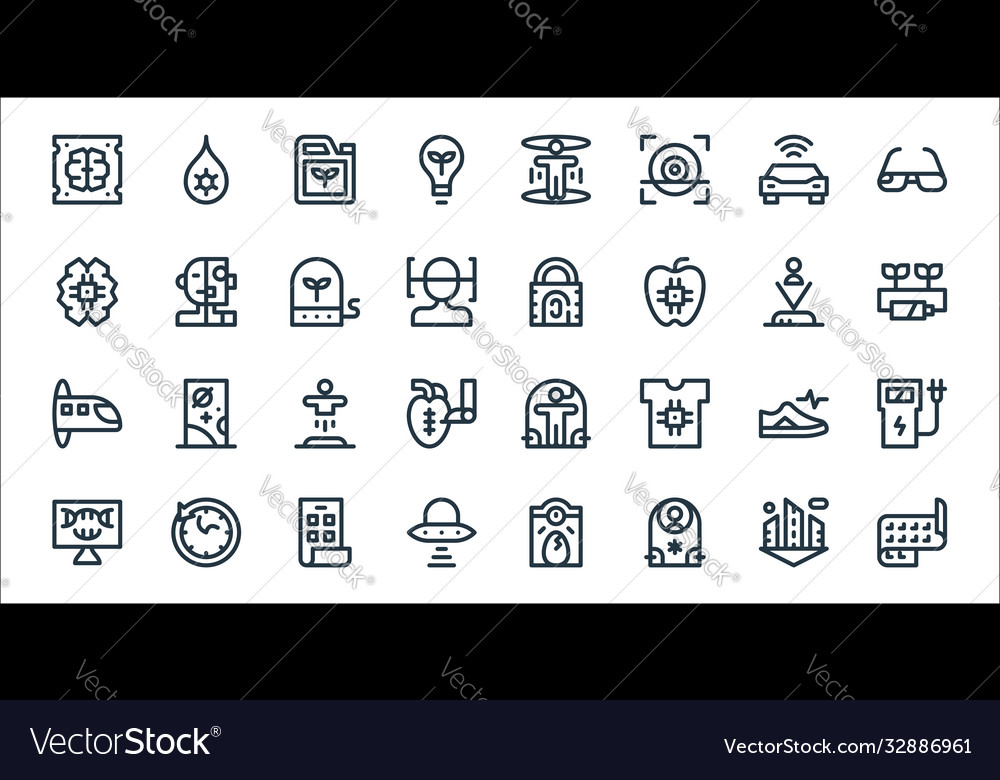 Technology future line icons linear set vector image Technology future line icons linear set