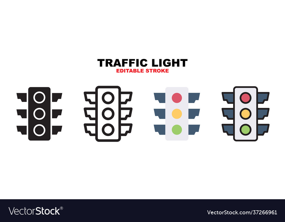 Traffic light icon set with different styles vector image Traffic light icon set with different styles