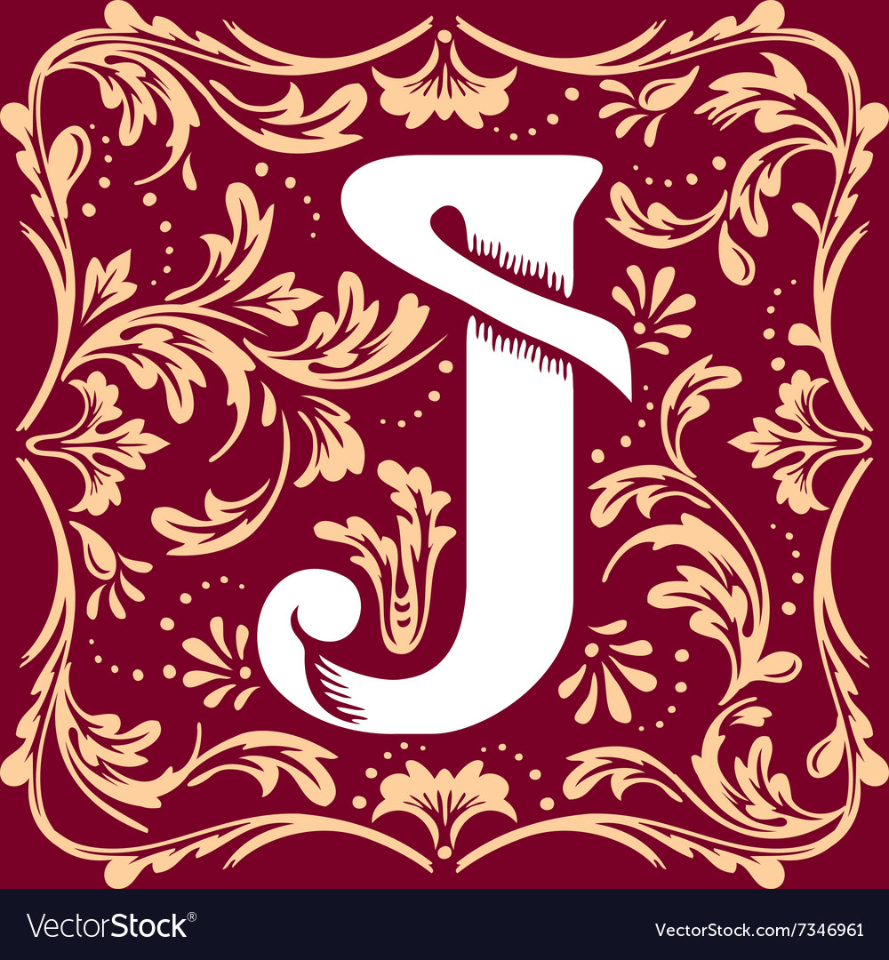 Vintage letter j Royalty Free Vector Image - VectorStock