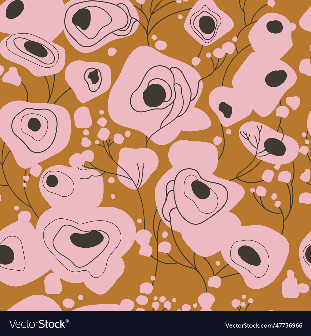 Abstract flowers seamless pattern in simple style Vector Image Abstract flowers seamless pattern in simple style