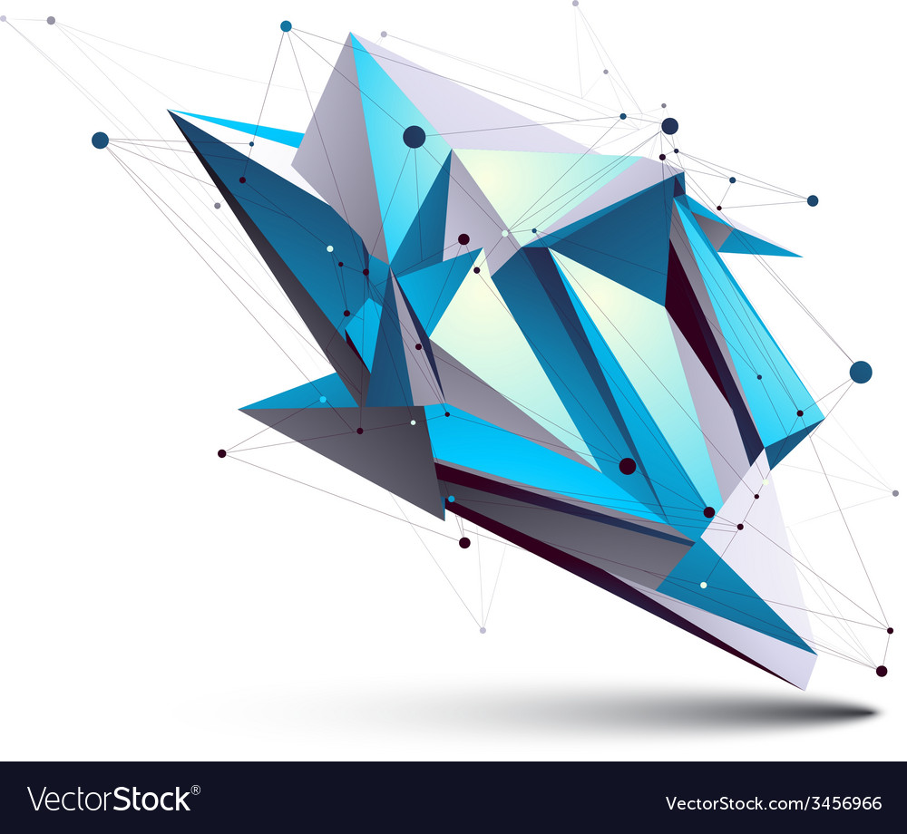 Blue abstract 3d structure polygonal object cosmic