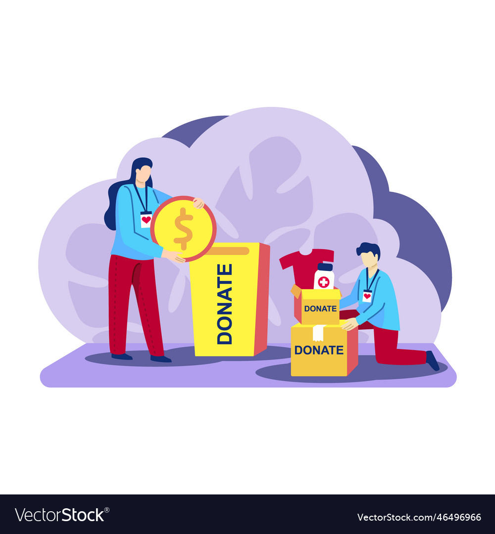 Cartoon characters of young people donating money Vector Image