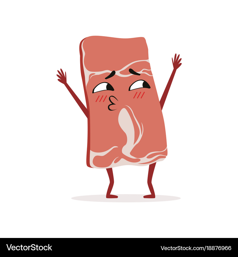 Cartoon slice ham with hands legs and cute Vector Image
