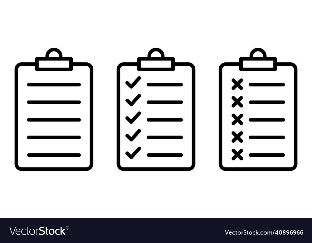 Check list linear icon clipboard with marks vector image Check list linear icon clipboard with marks