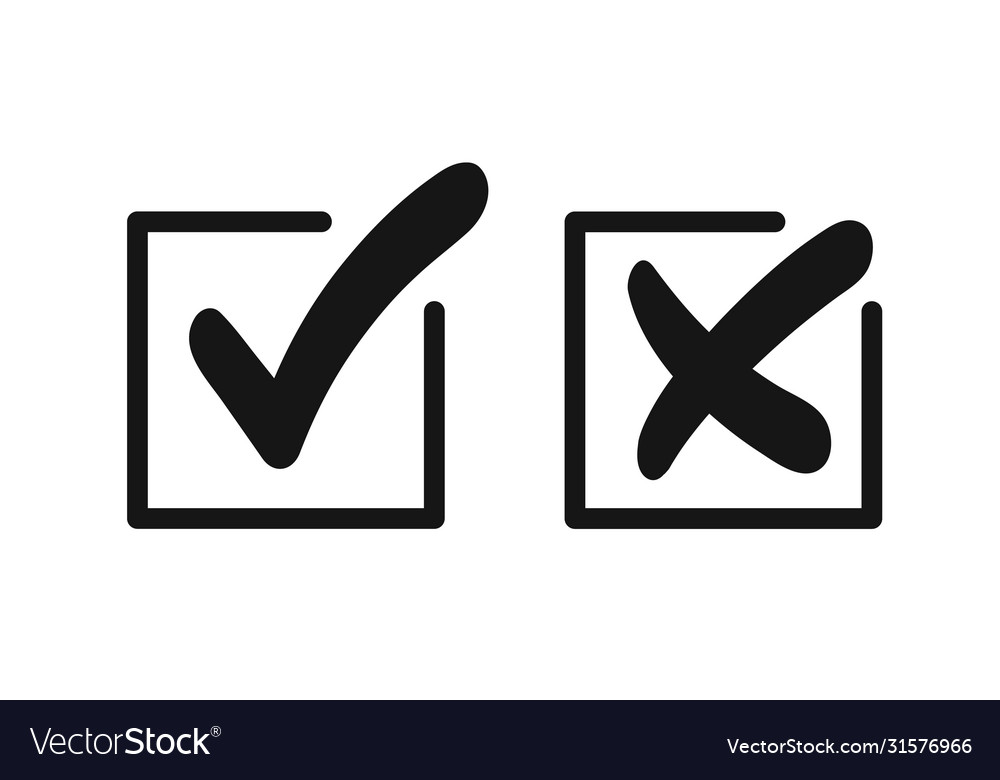 Checkmark and cross icon Royalty Free Vector Image