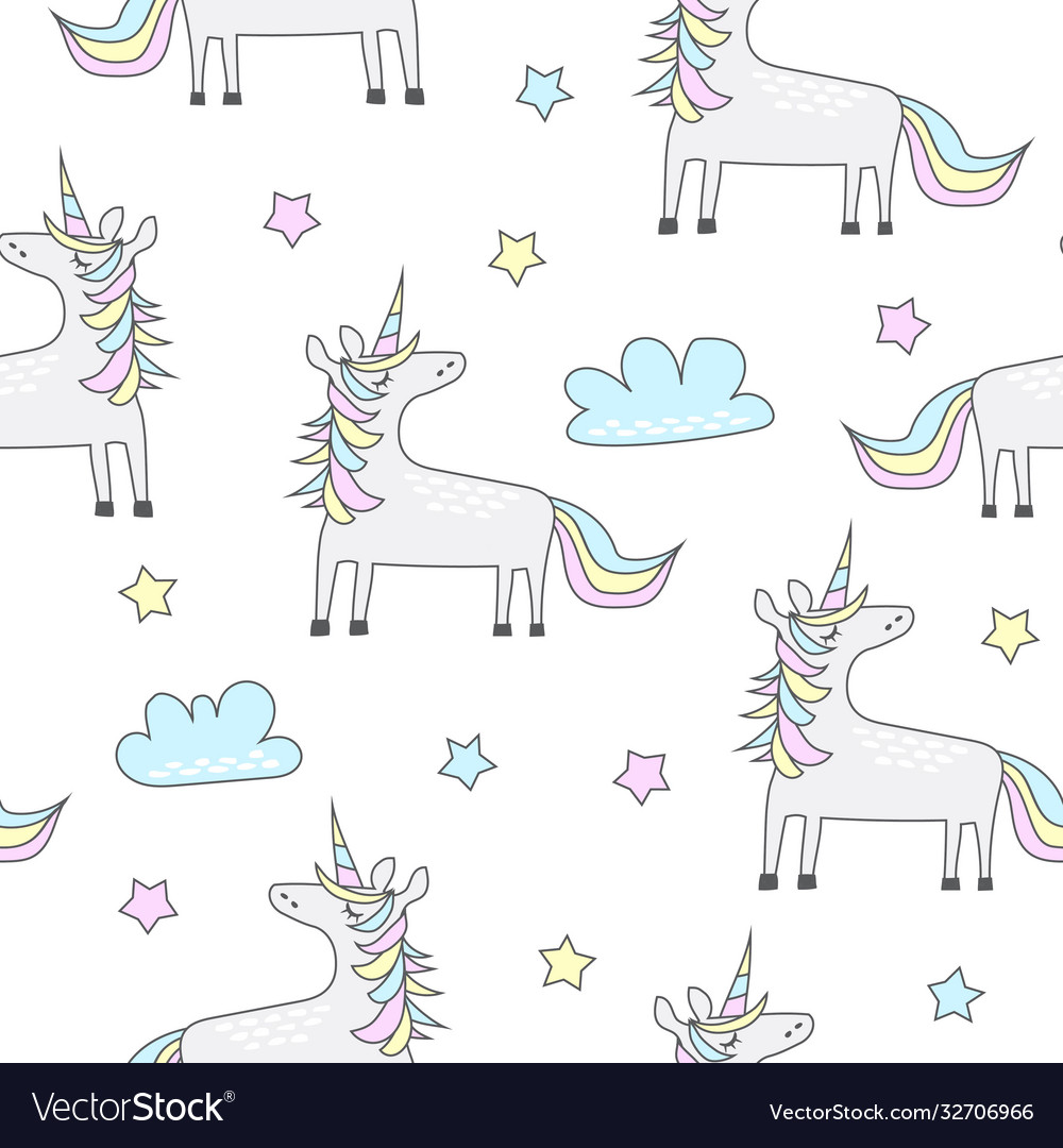 Childish seamless pattern with cute unicorn Vector Image