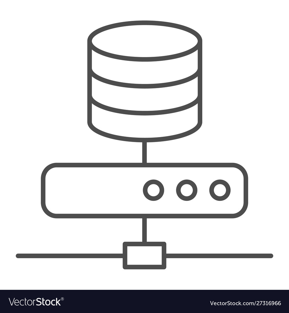 Data storage thin line icon computer server Vector Image Data storage thin line icon computer server