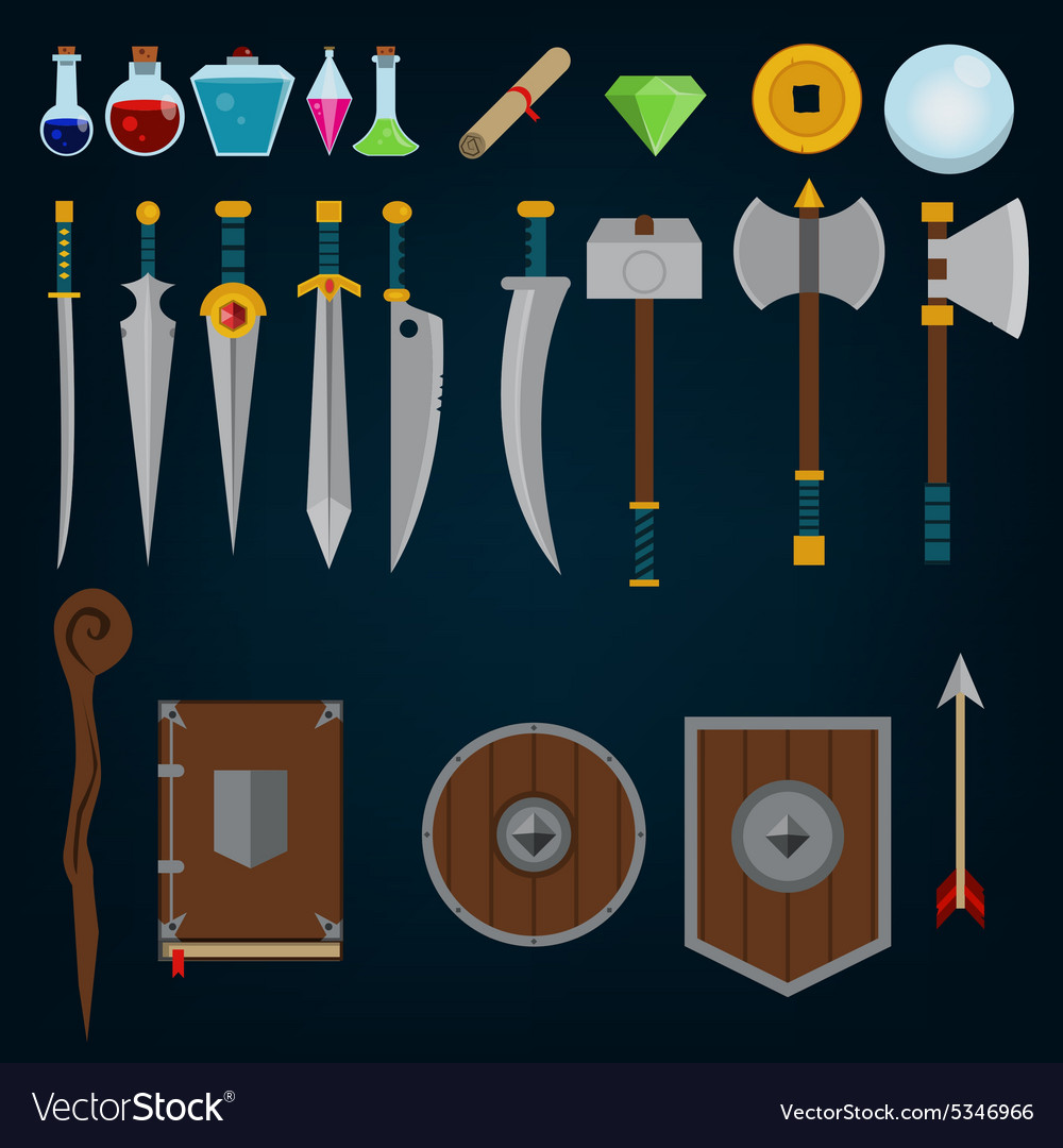 Fantasy medieval game assets Royalty Free Vector Image